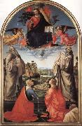 Domenicho Ghirlandaio Christus in der Gloriole mit den Heiligen Bendikt,Romuald,Attinea und Grecinana oil
